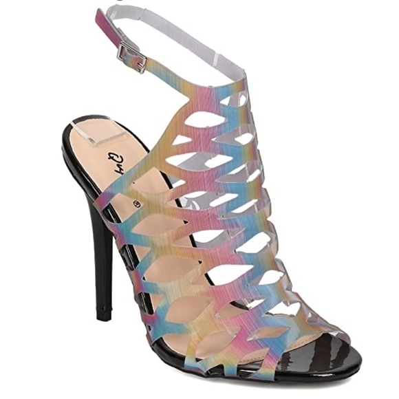 NEW! QUIPID Hologram Cage Peep Toe Sandals 7.5. - Picture 3 of 9